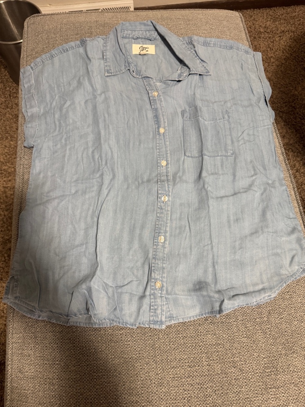 Joie Light Blue Short Sleeve Button-Front Tee